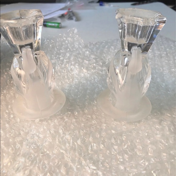 Partylite Swan crystal candlestick holders (2) - Picture 2 of 3